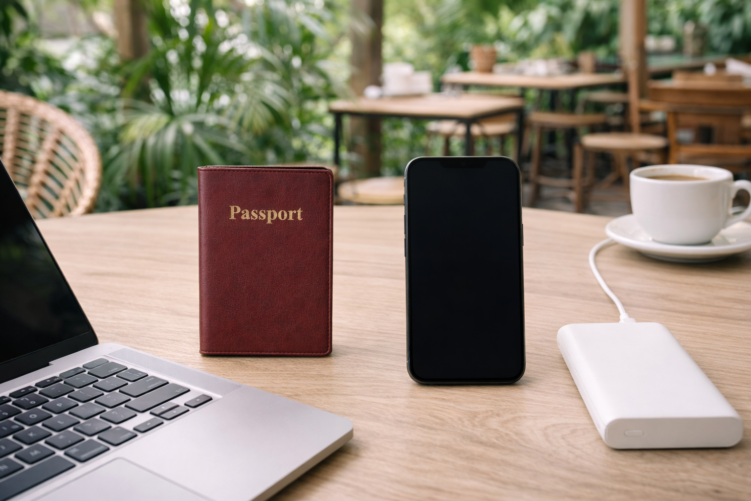 Remote work cafe scene